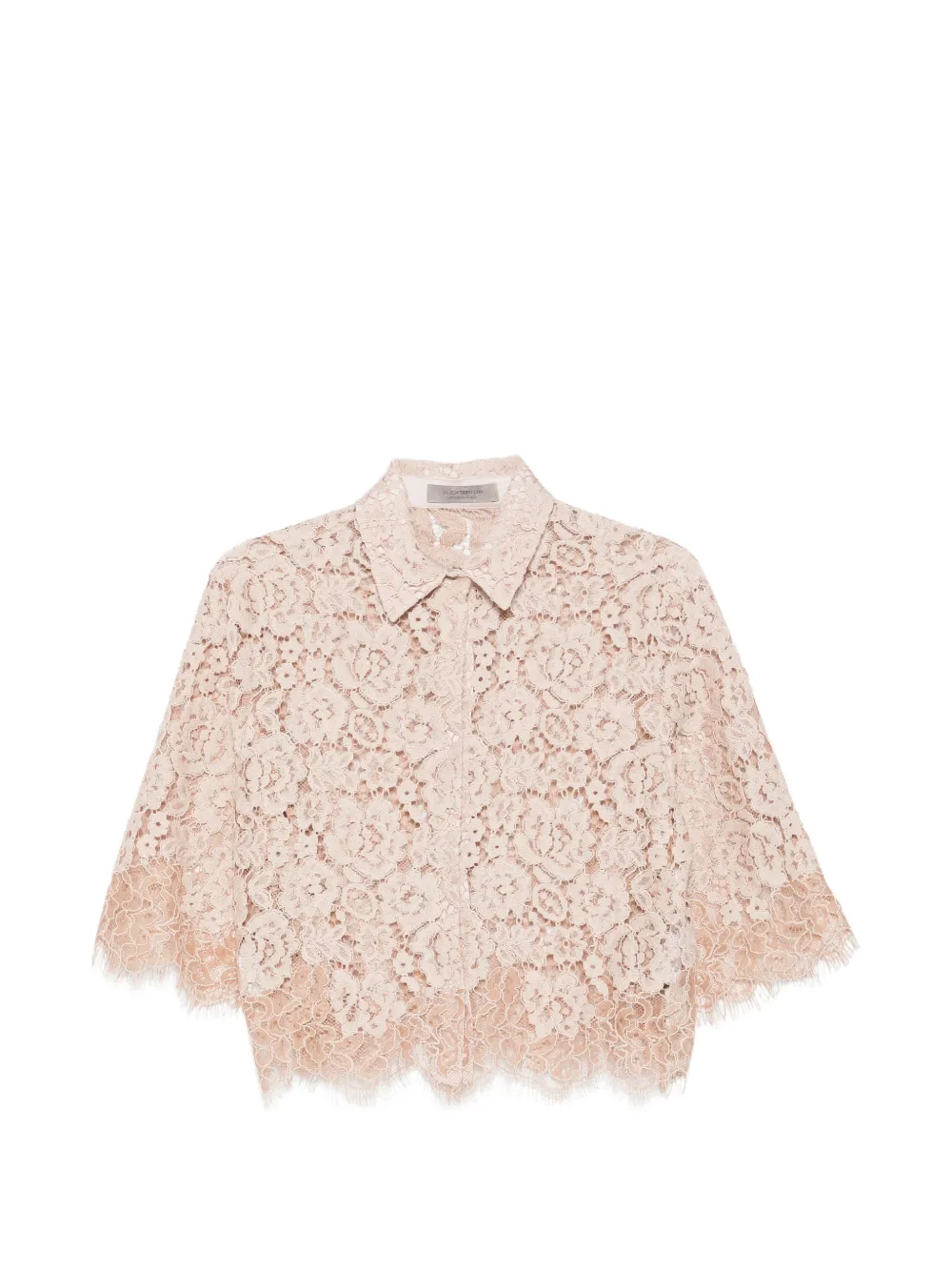 D.Exterior floral-lace shirt - Nude
