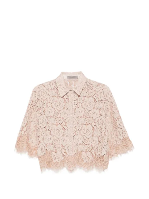D.Exterior floral-lace shirt