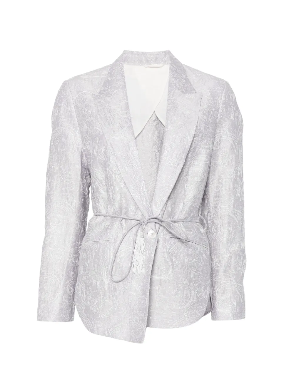 Seventy paisley-embroidered belted jacket - Blu
