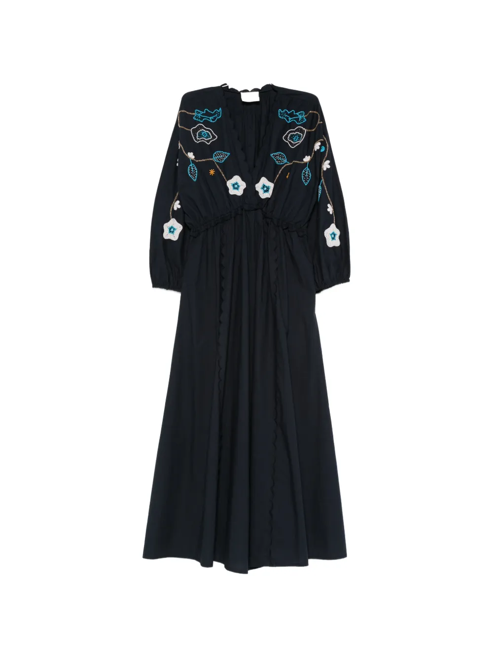 Forte Forte beaded-motifs scalloped dress - Blu