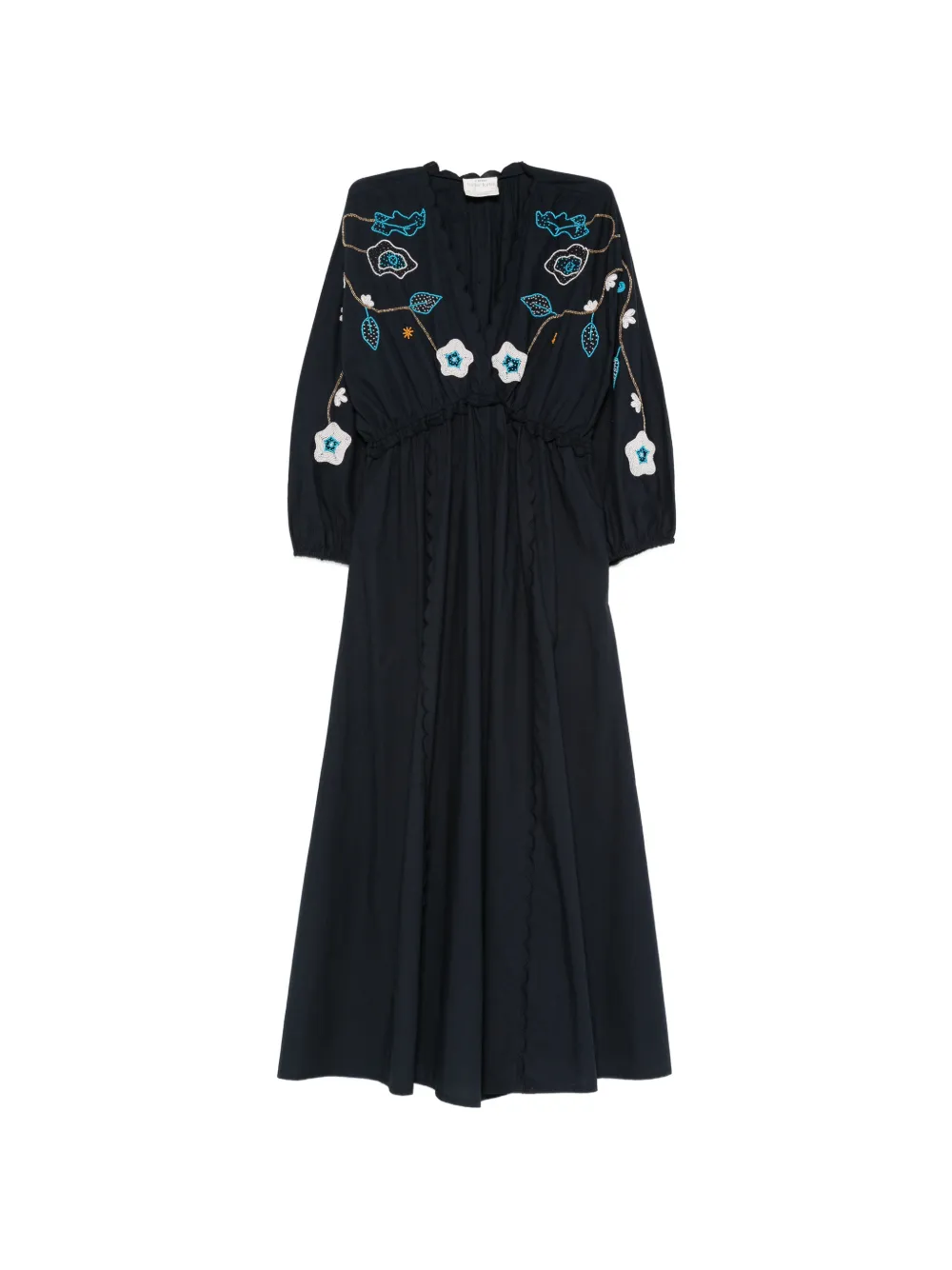 Forte Forte beaded-motifs scalloped dress - Blu