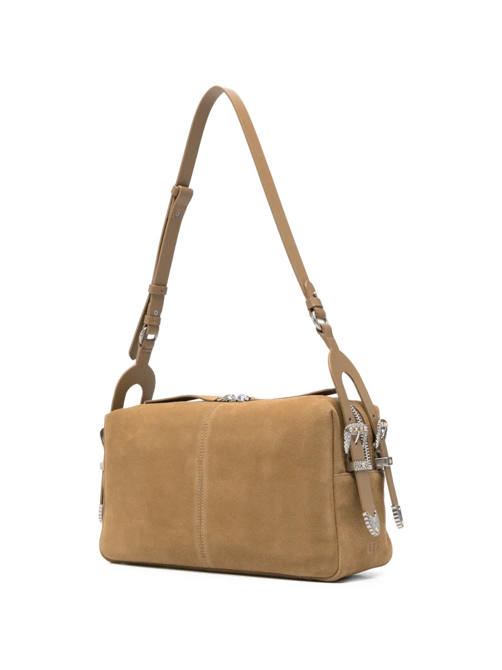 PINKO Medium Keeper suède schoudertas Beige