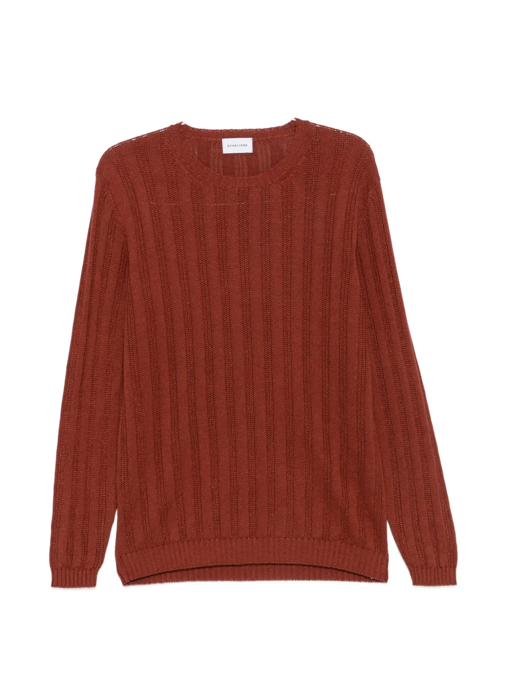 SCAGLIONE vertical stripe crewneck sweater - Marrone