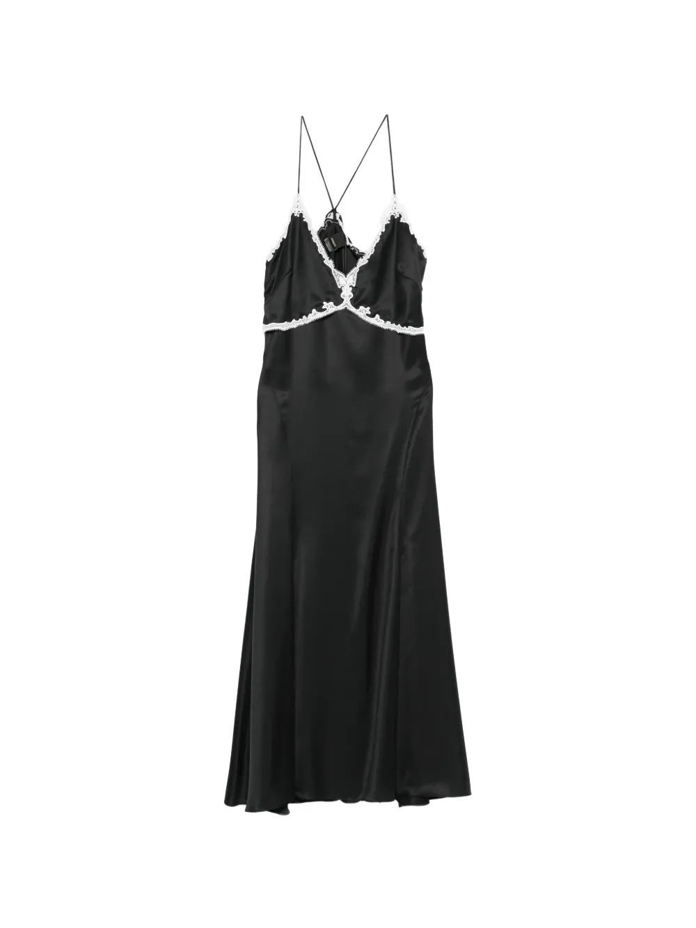 PINKO Albino lace-trim satin dress - Schwarz
