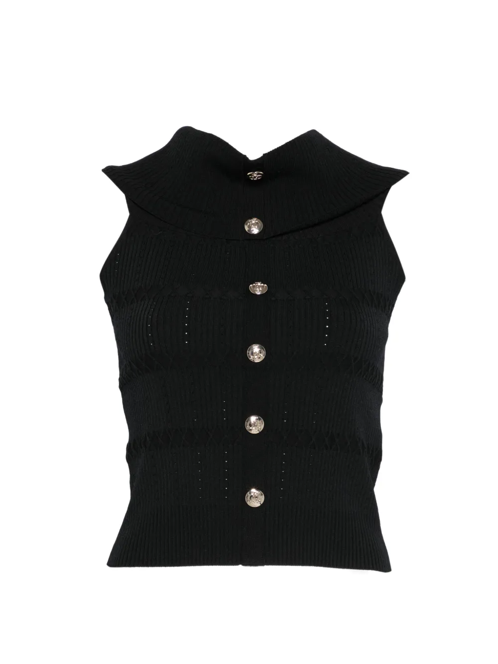 LIU JO button collared tank top - Nero