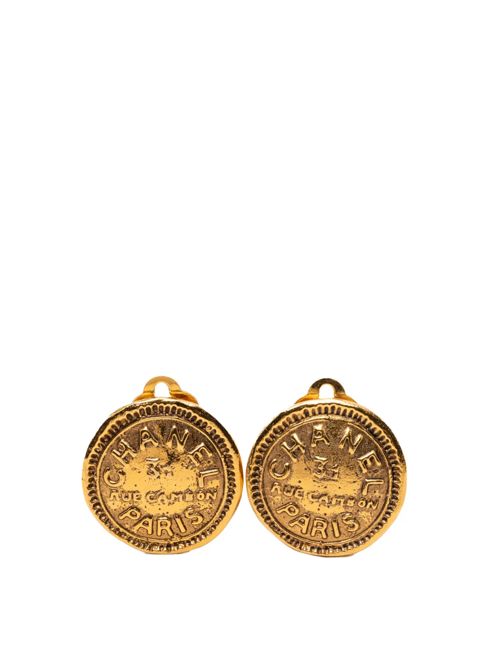 CHANEL Pre-Owned 1970-1980 Gold Plated 31 Rue Cambon Round Clip On Earrings costume earrings - Oro