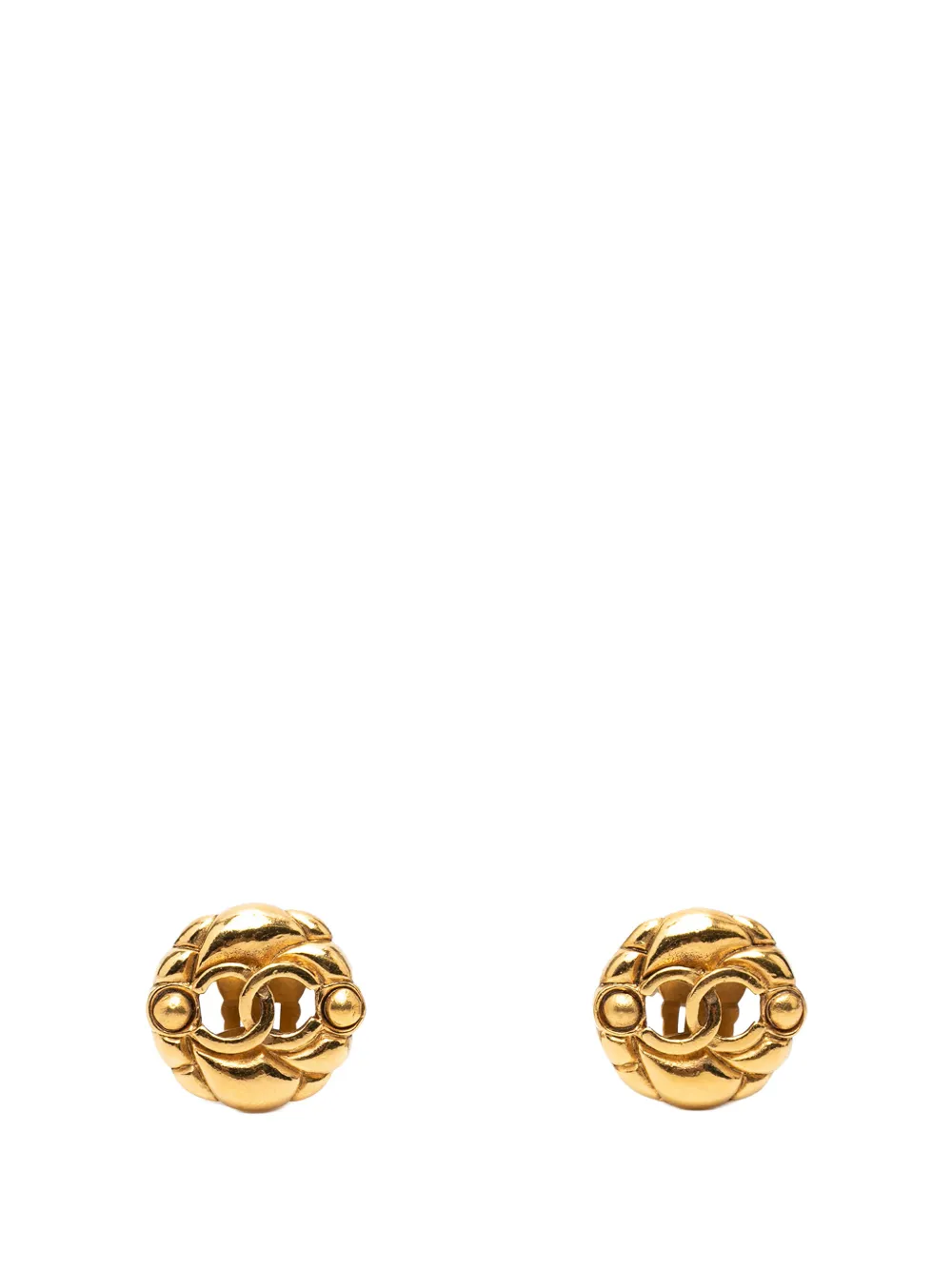 CHANEL Pre-Owned 1980-1990 Gold Plated CC Hollow Round Clip On Earrings costume earrings - Oro