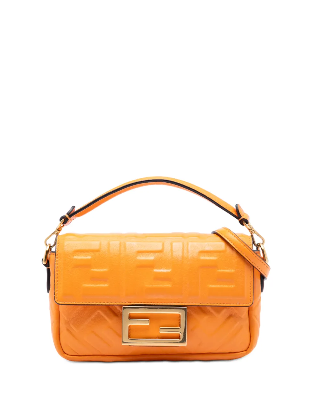 Fendi Pre-Owned 2010-2025 Mini Zucca Embossed Leather Baguette satchel - Arancione