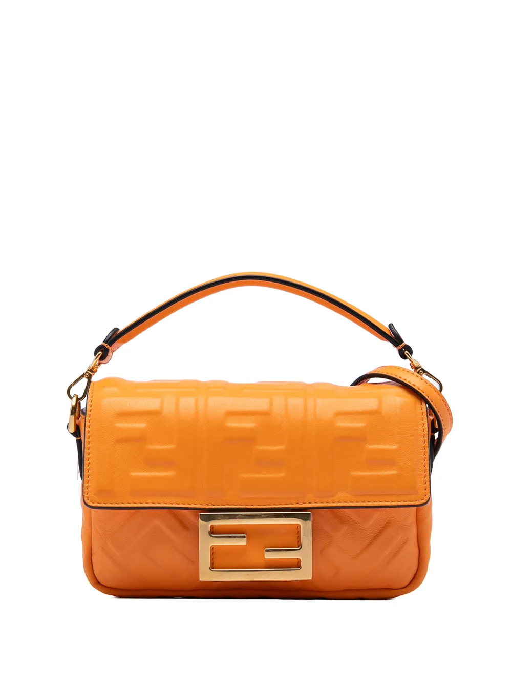 Fendi Pre-Owned 2010-2025 Mini Zucca Embossed Leather Baguette satchel - Arancione