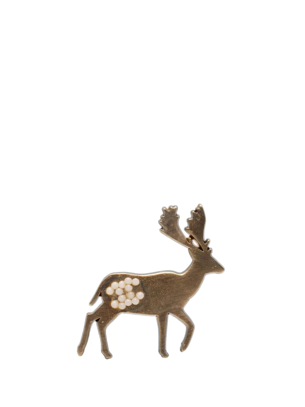 CHANEL Pre-Owned 2001 CC Gold Plated Faux Pearl Deer Brooch costume brooch - Oro