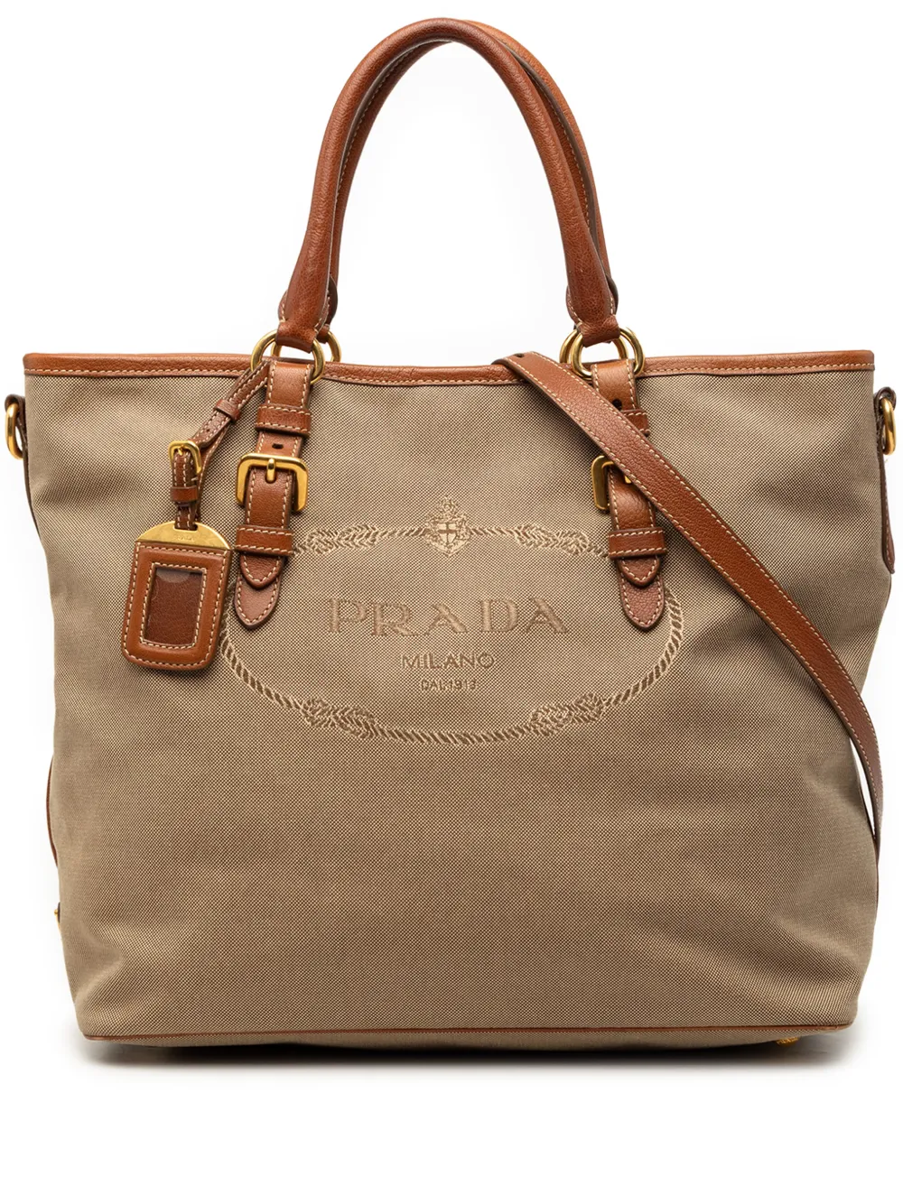 Prada Pre-Owned 2013-2025 Canvas Canapa Logo Convertible Tote satchel - Marrone