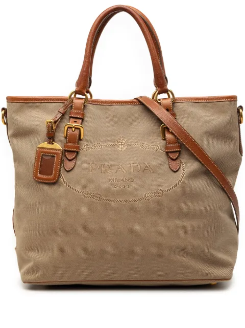 Prada Pre-Owned bolsa satchel Canapa de lona convertible con logo 2013-2025