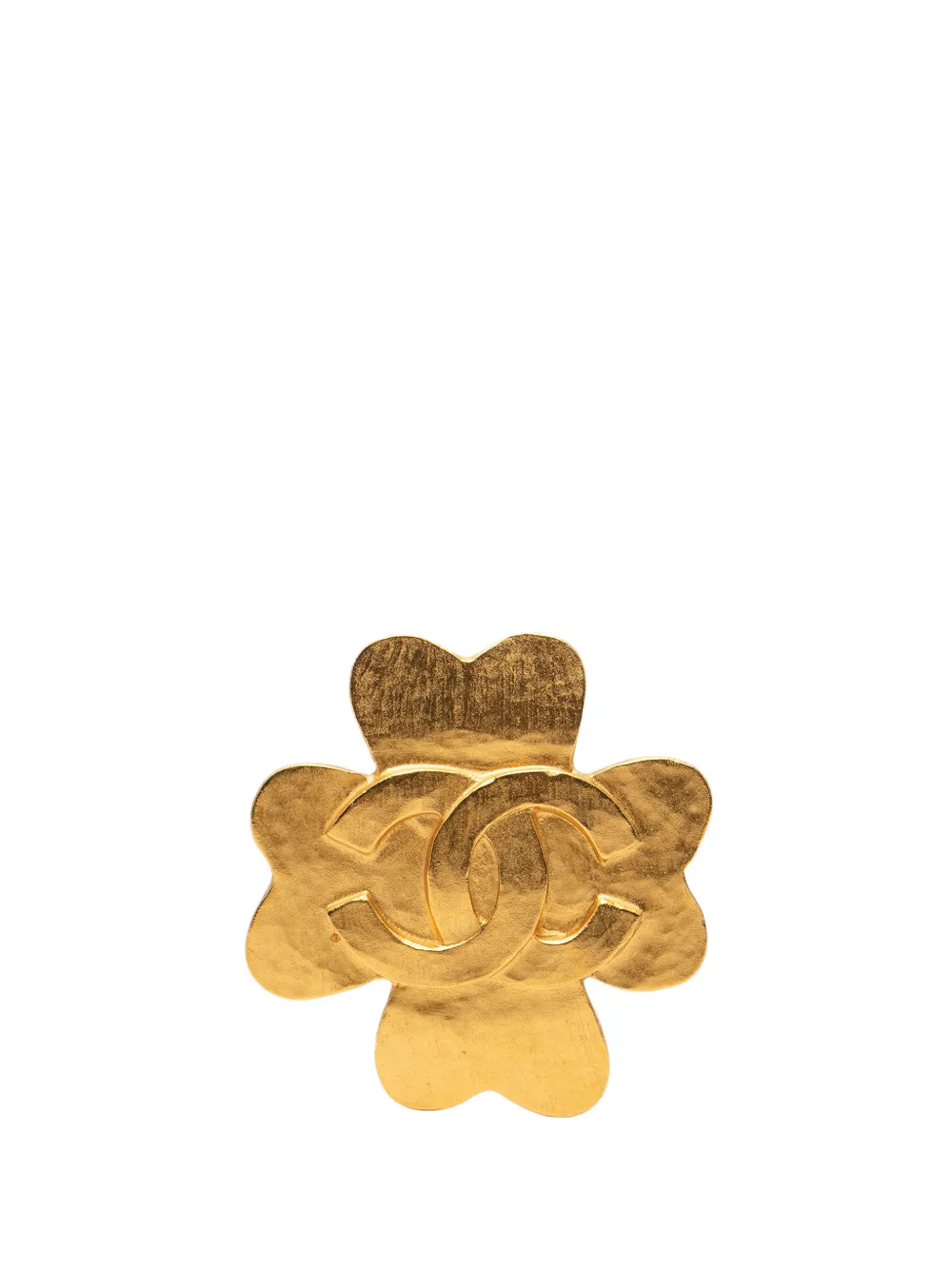 CHANEL Pre-Owned 1995 CC Gold Plated Clover Brooch costume brooch - Oro
