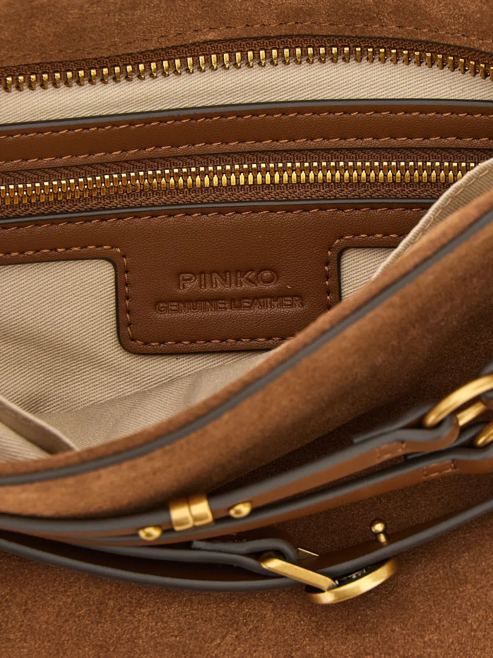 PINKO Suède schoudertas met studs Bruin