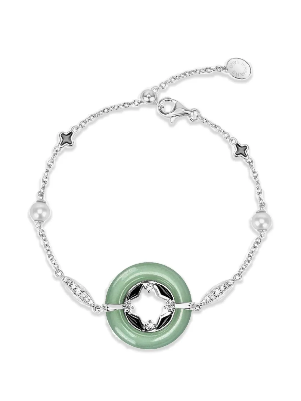Shanghai Tang Tang Fortune jade pearl bracelet - Silver