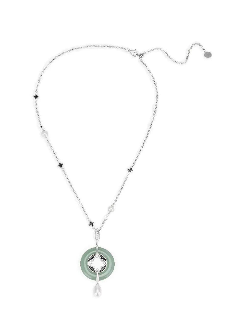 Shanghai Tang Tang Fortune jade pearl necklace - Silver