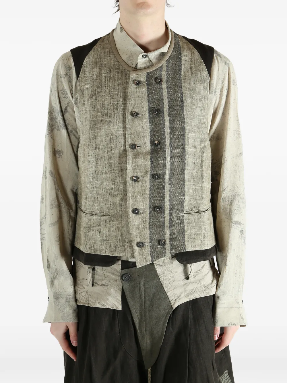 Ziggy Chen Tweekleurig gilet Zwart