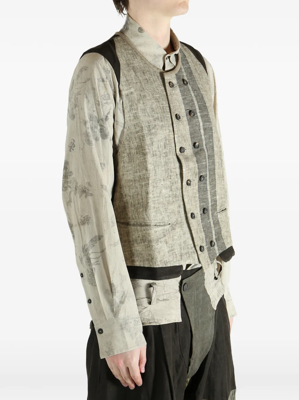 Ziggy Chen Tweekleurig gilet Zwart