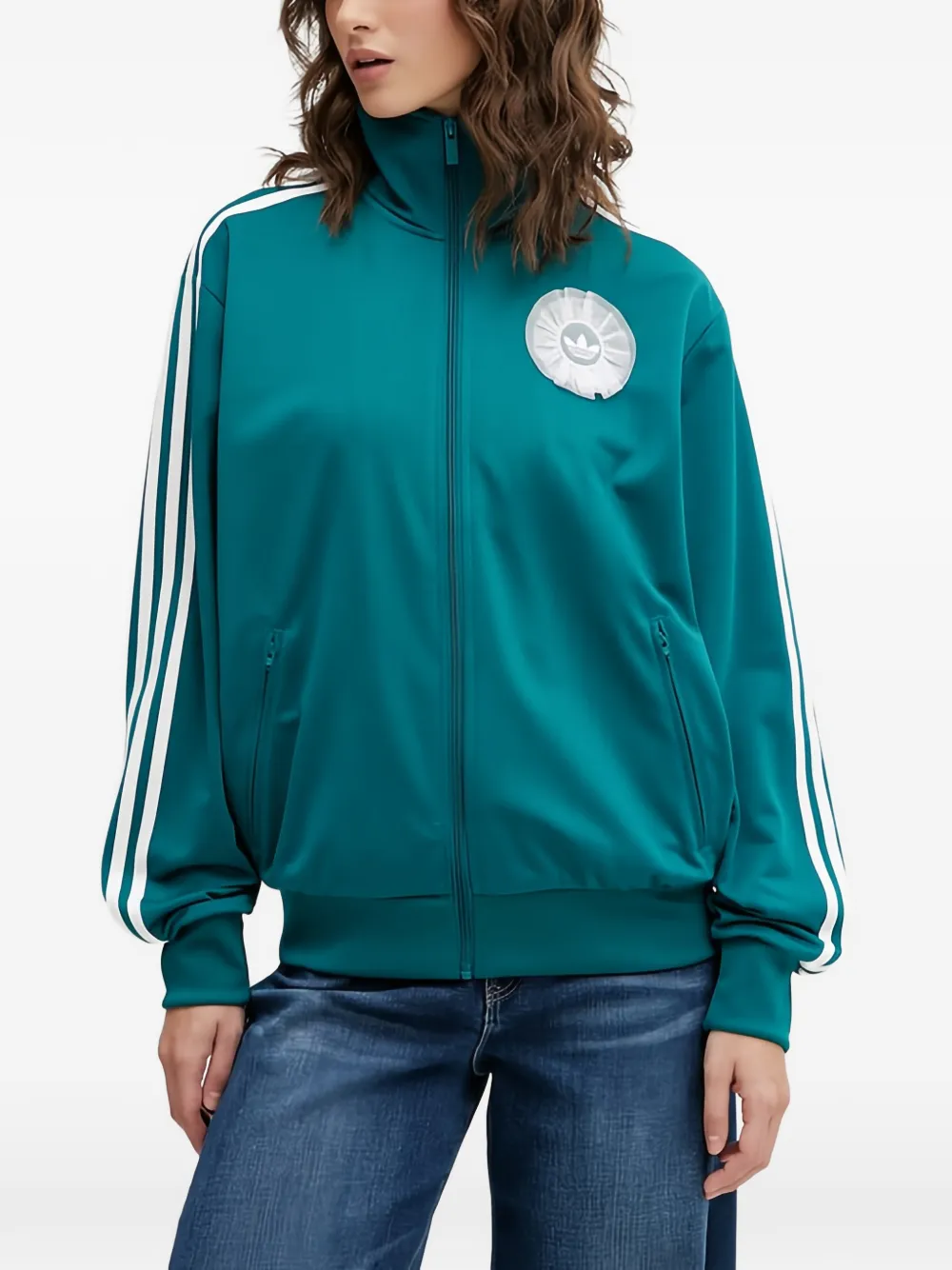 adidas zipped appliqué jacket - Blu