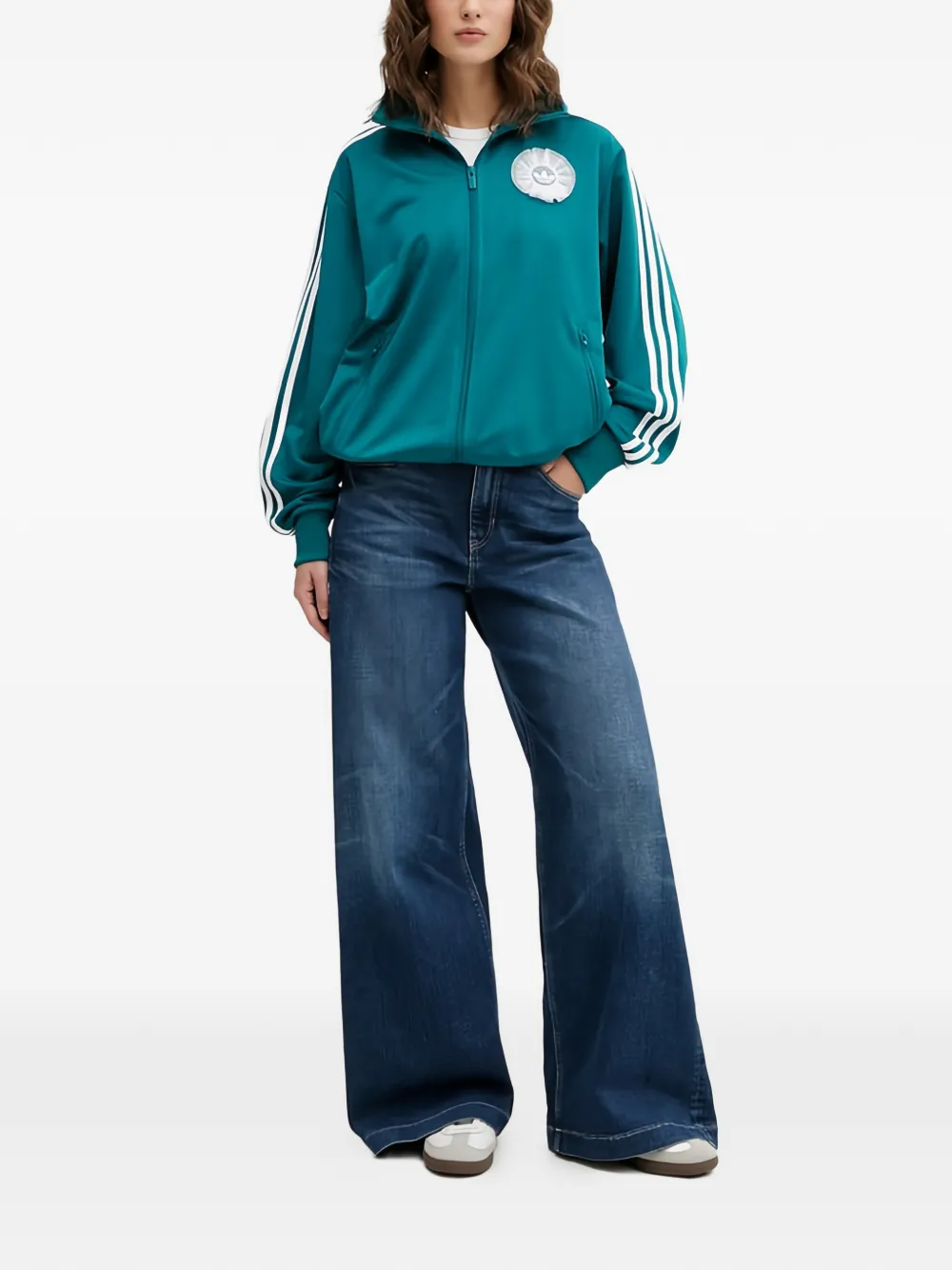 adidas Jack met rits en applicatie Blauw