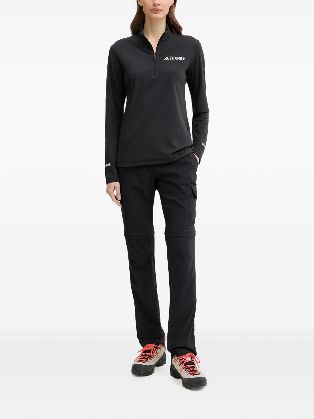 adidas T-shirt met halve rits en lange mouwen Zwart