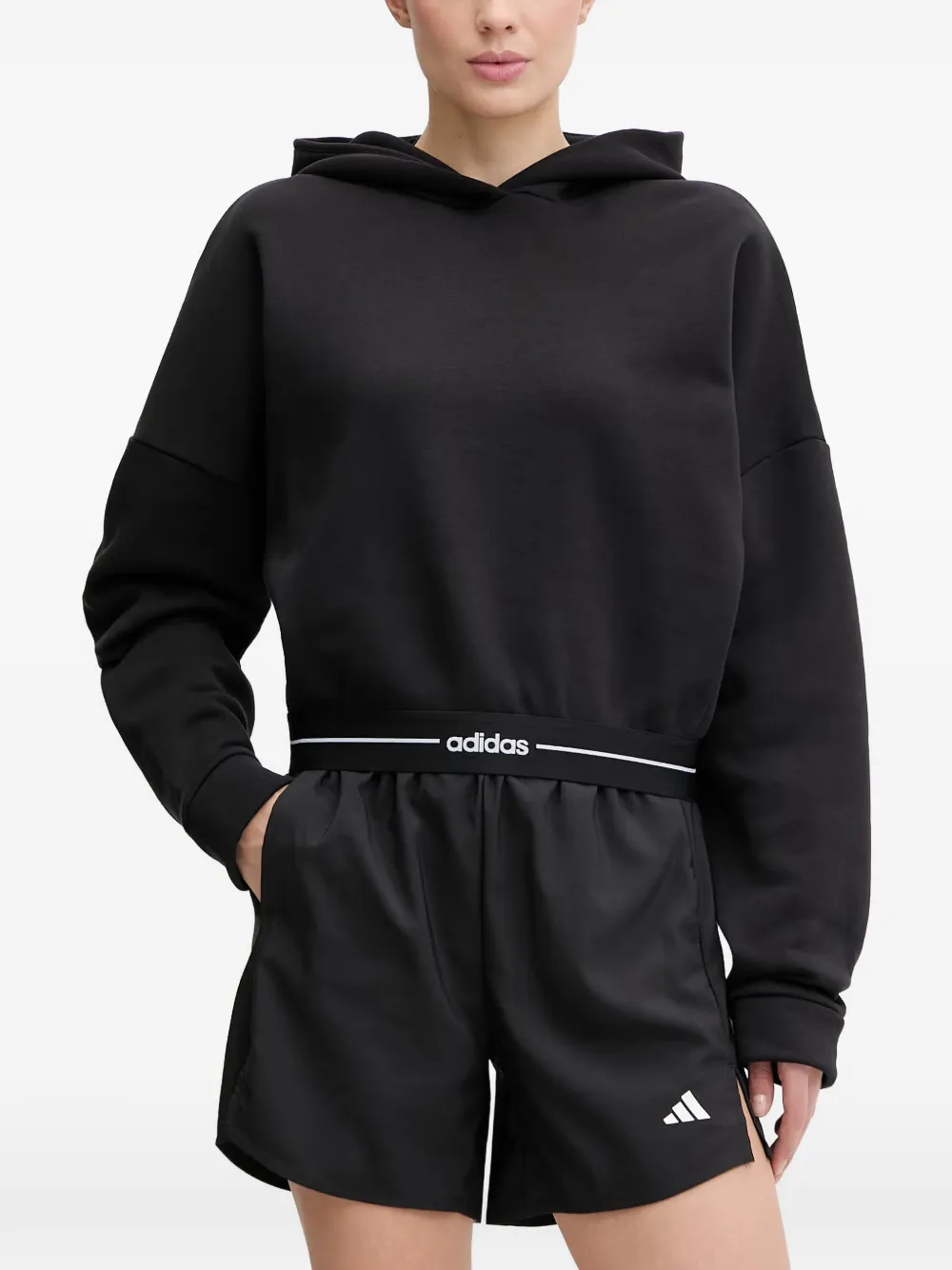 adidas Cropped-Top mit Kapuze - Schwarz