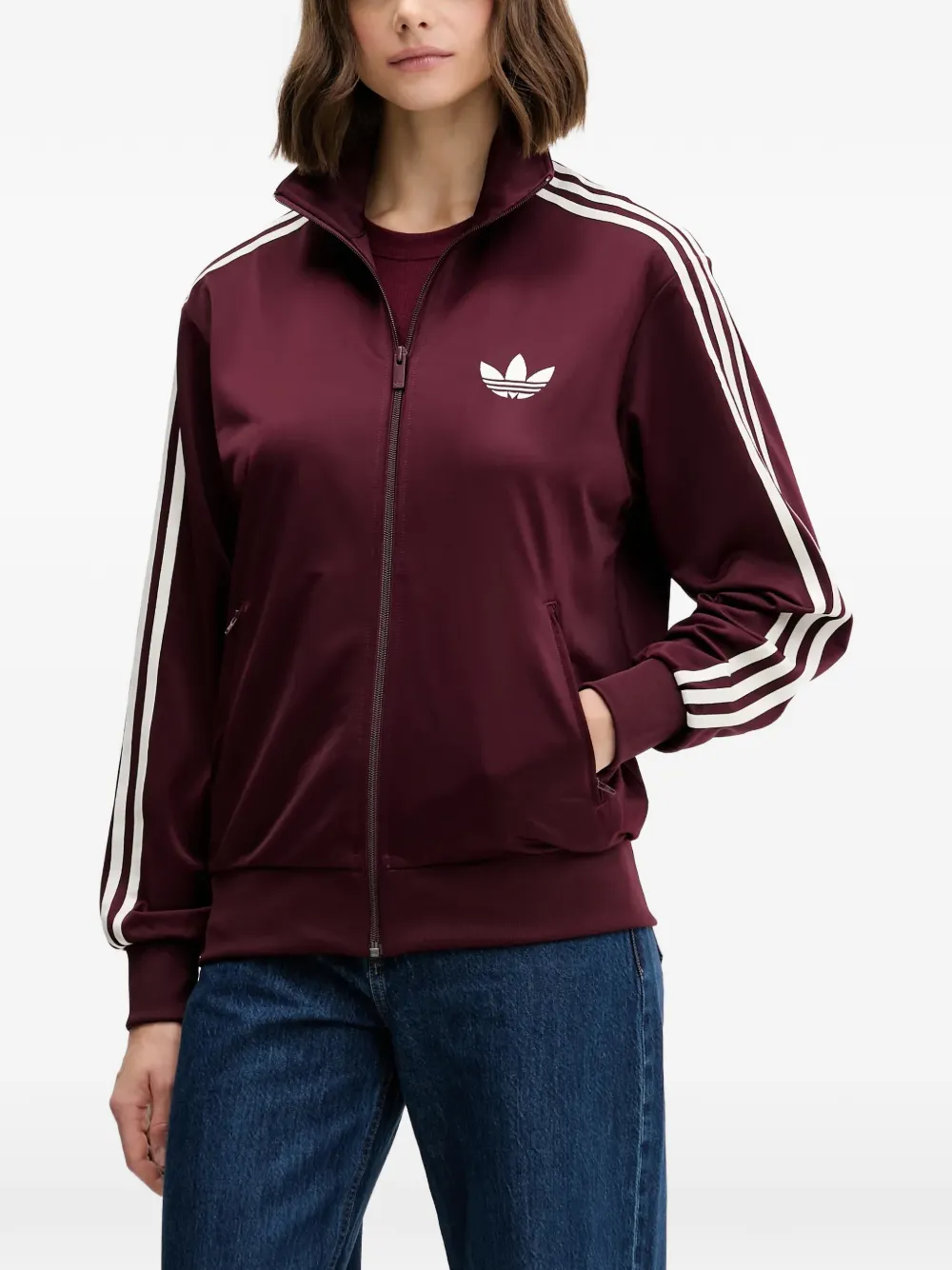 adidas logo-embroidered side-stripe jacket - Rot