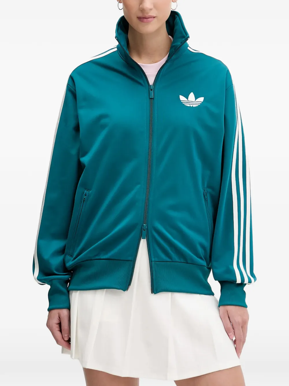 adidas Felpa a righe con zip - Blu