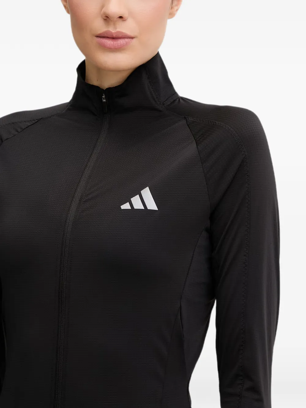 adidas Top met rits en logo Zwart