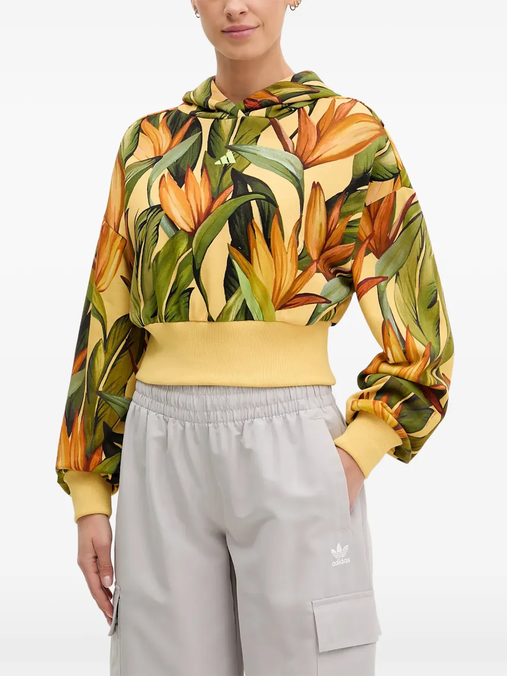 adidas Hoodie mit Blumenprint - Gelb