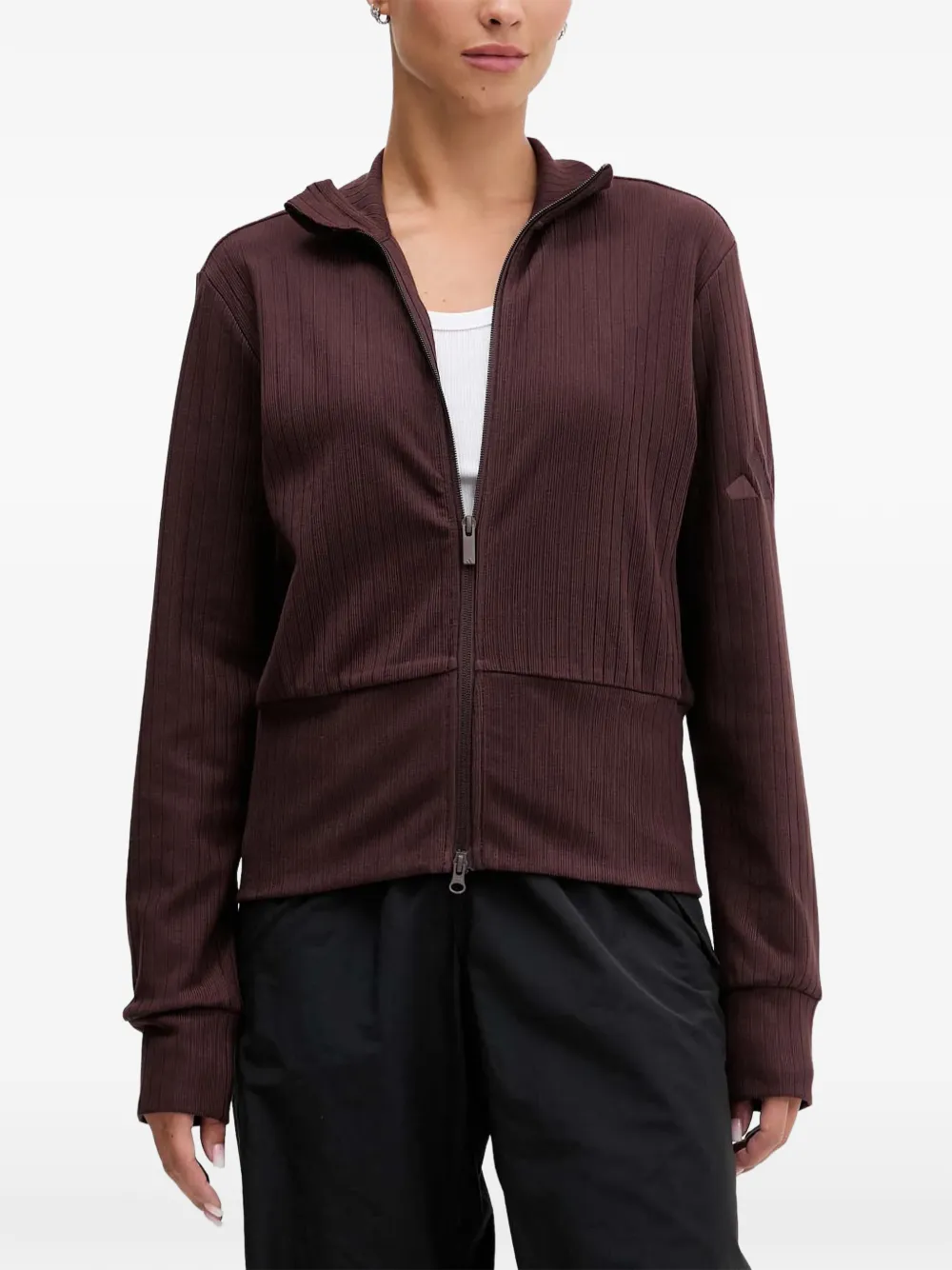adidas All S.Z.N. ribbed-knit zip-up cardigan - Brown