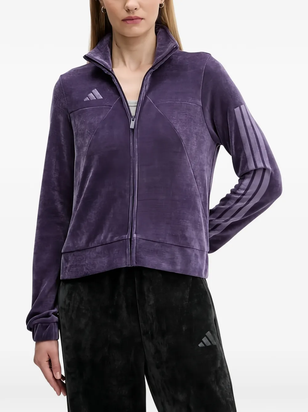 adidas three-stripe zip-up sweatshirt - Violett