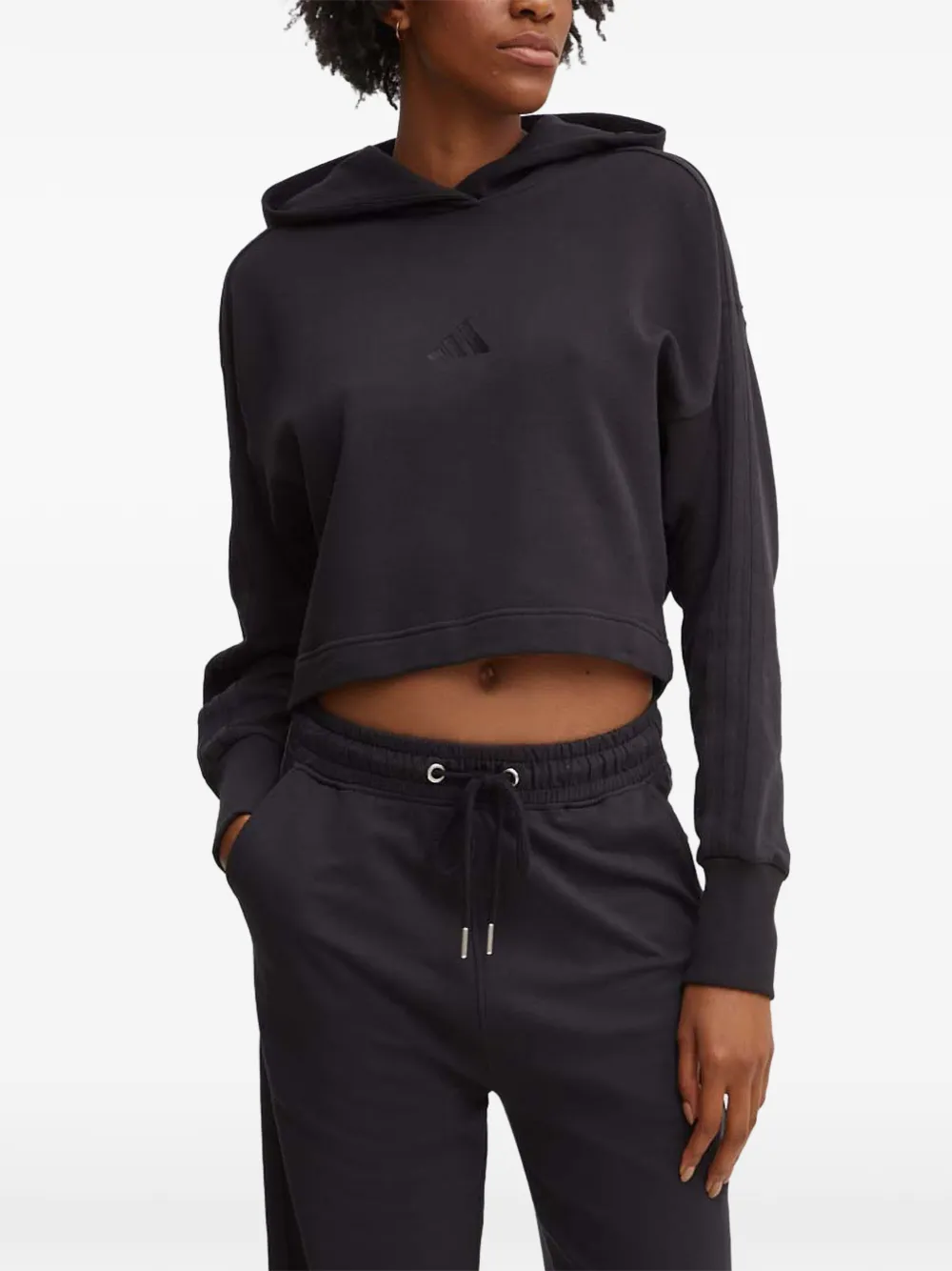 adidas All S.N.Z. logo-embroidered cropped hoodie - Nero