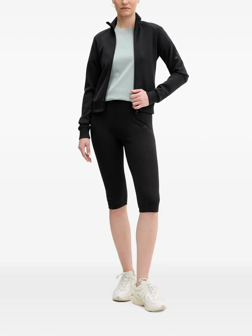 adidas Soft Lux Slim top met hoge hals en rits Zwart