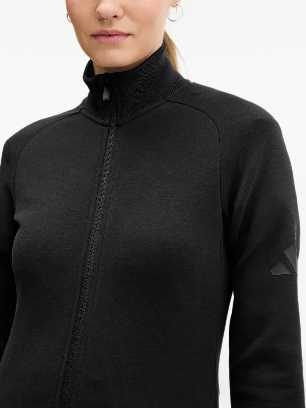 adidas Soft Lux Slim top met hoge hals en rits Zwart