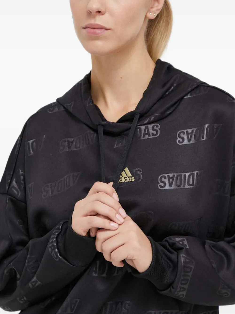 adidas Trui met capuchon en logo Zwart