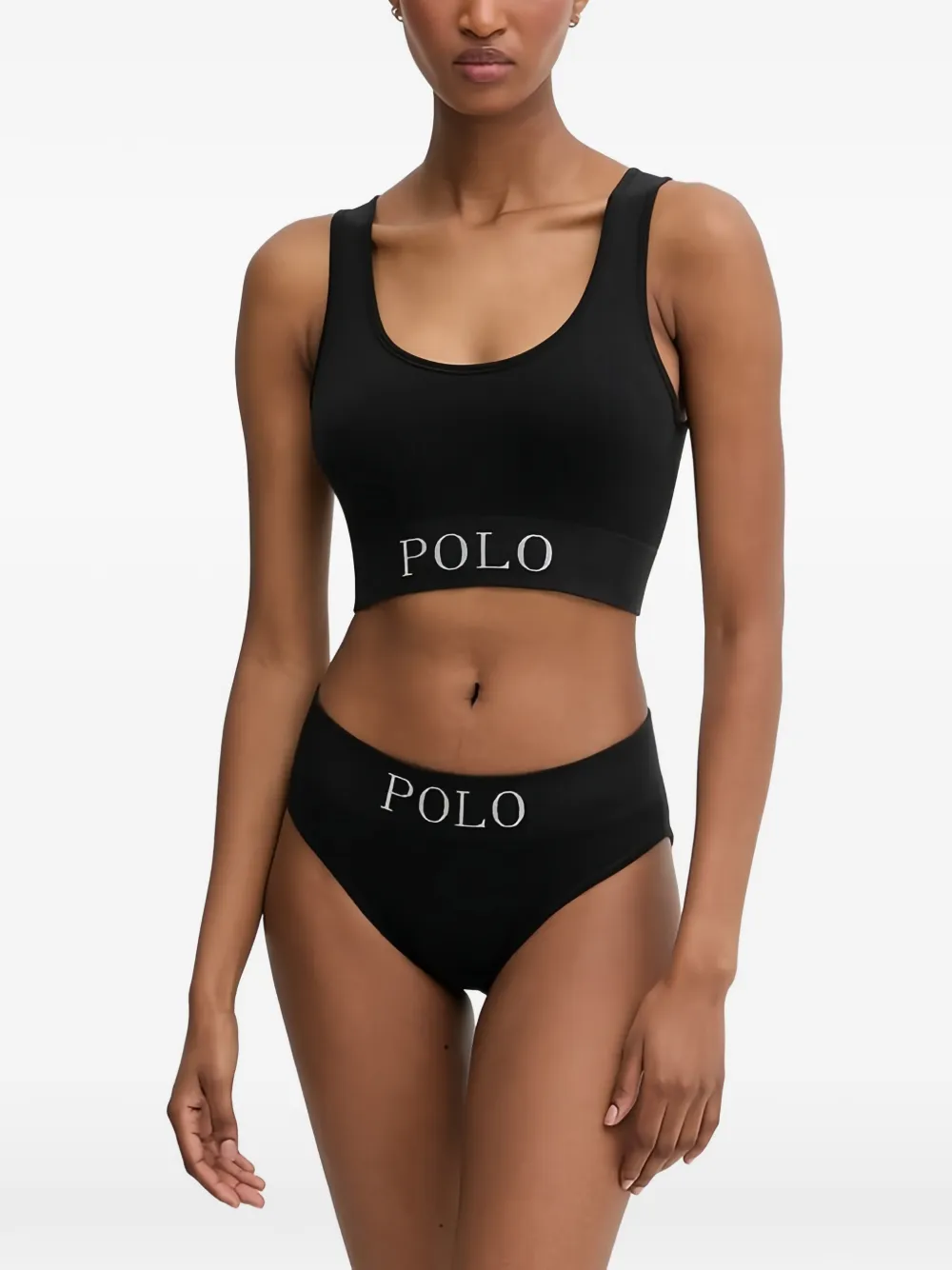 Polo Ralph Lauren ribbed logo-underband bra - Schwarz