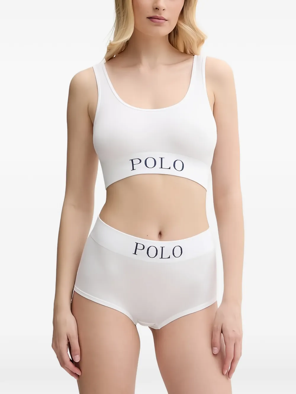Polo Ralph Lauren logo-underband ribbed bra - Weiß