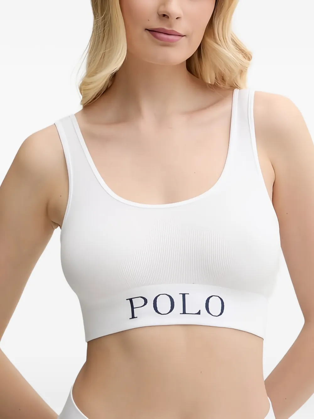 Polo Ralph Lauren Geribbelde bh met logoband Wit