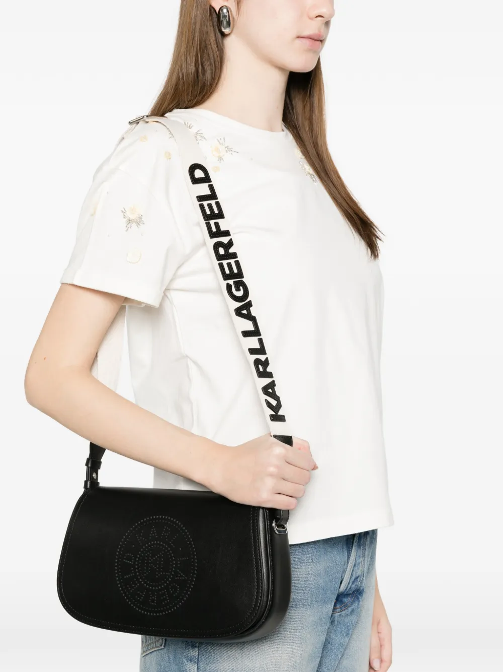 Karl Lagerfeld Schoudertas met uitgesneden detail Zwart