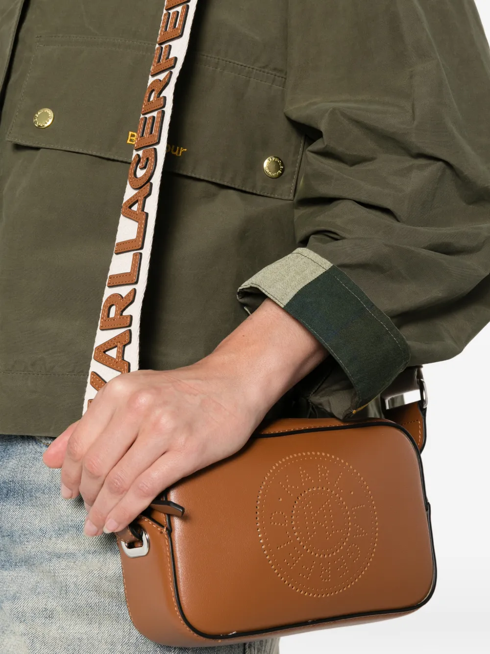 Karl Lagerfeld K Circle geperforeerde mini-tas Bruin