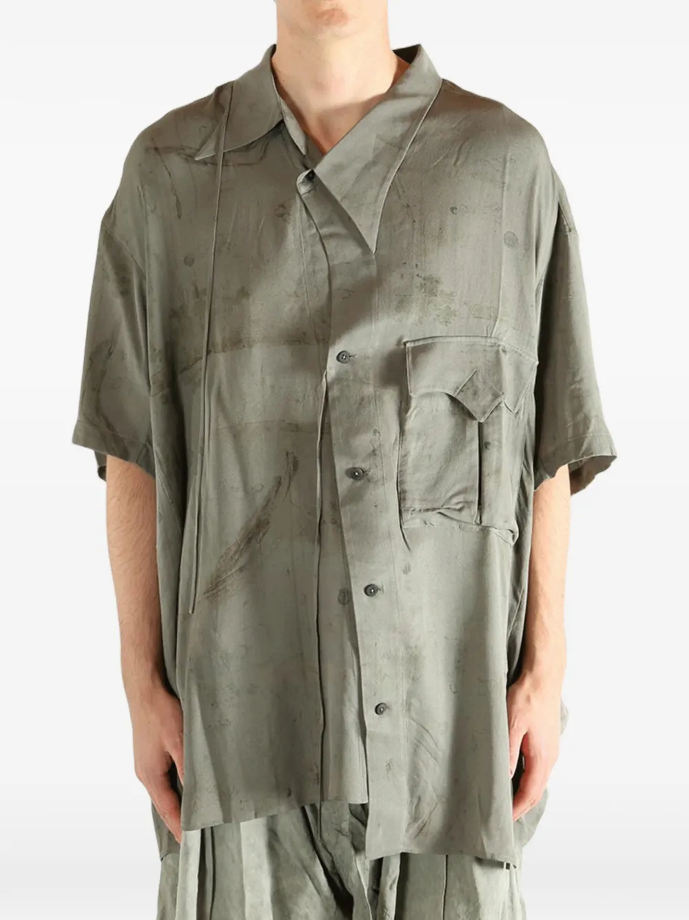 Ziggy Chen Asymmetrische zijden overhemd Groen