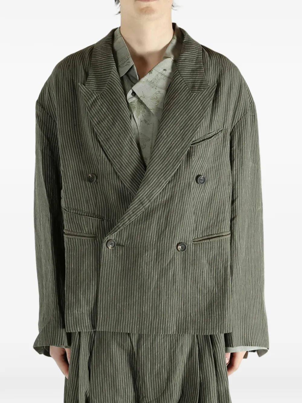  Ziggy Chen Striped Blazer - Green 