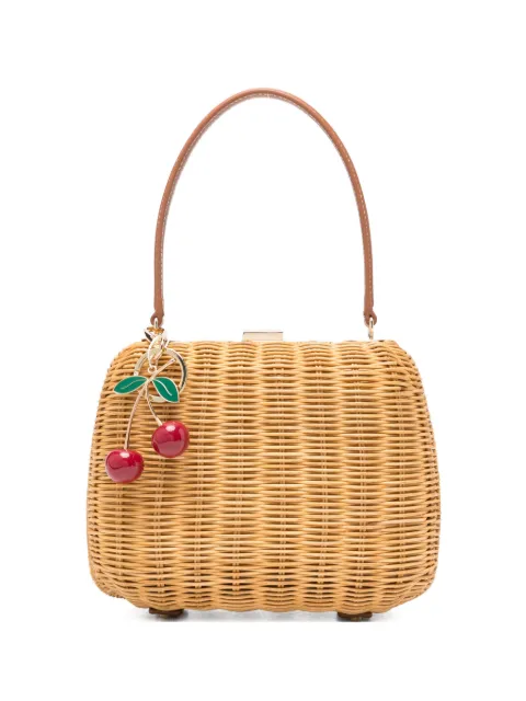 Self-Portrait mini Cherry woven top-handle bucket bag