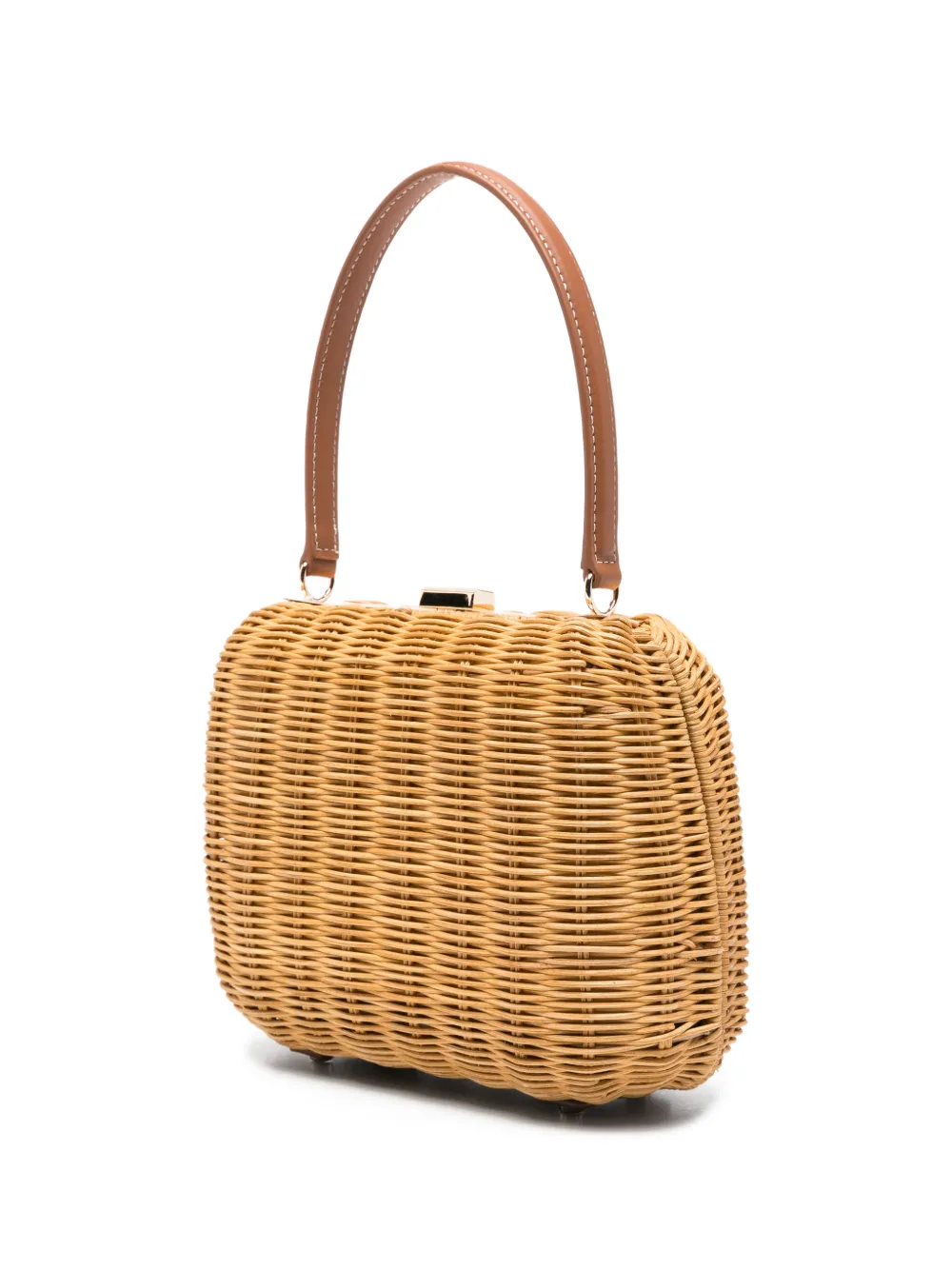 Self-Portrait Mini Cherry Woven top-handle Bucket Bag | Neutrals