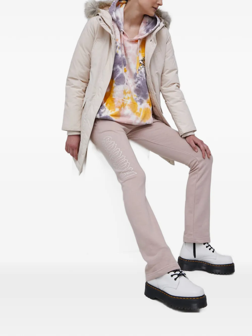 adidas Broek met logo van stras Beige
