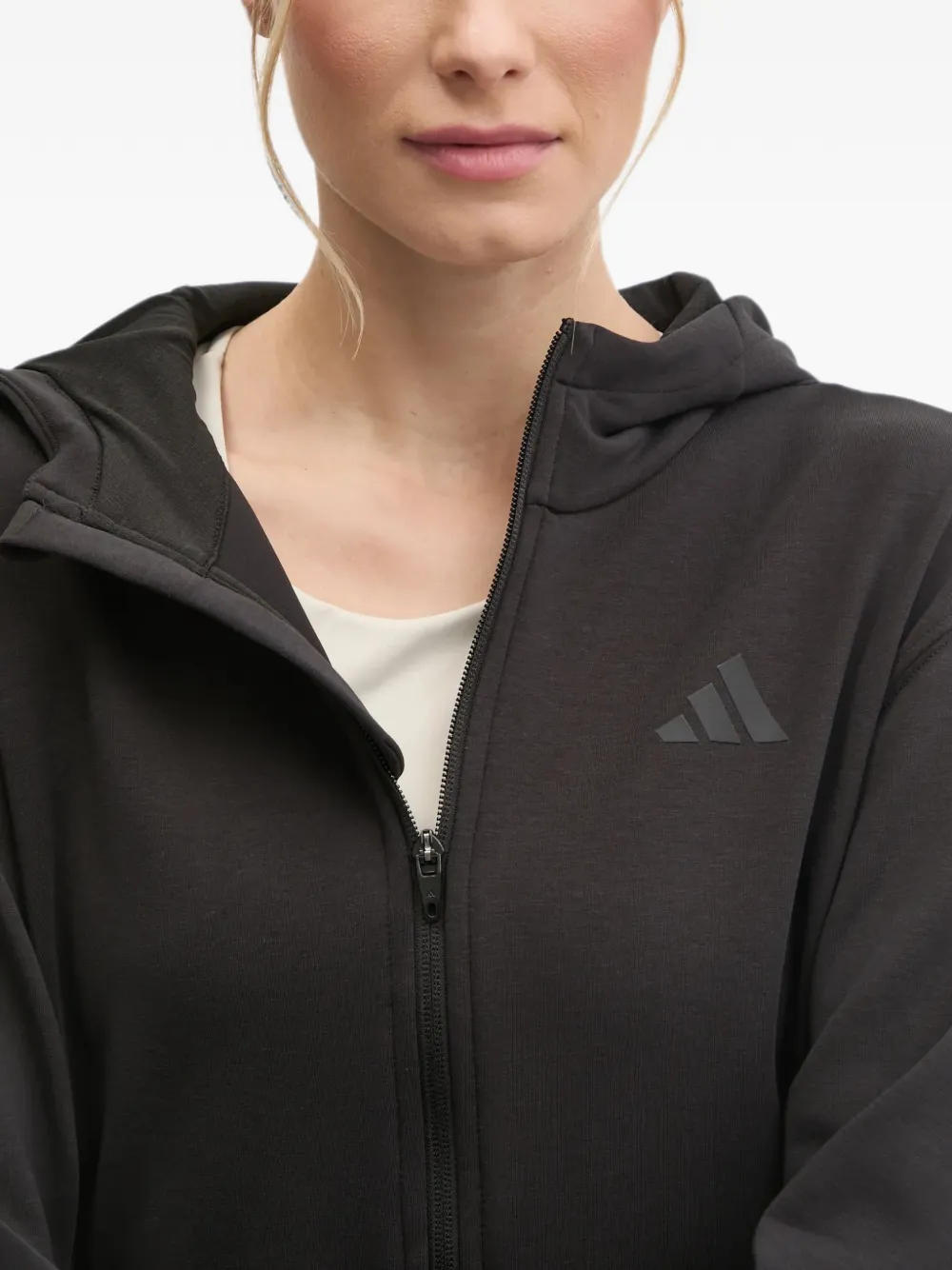 adidas Top met capuchon en rits Zwart