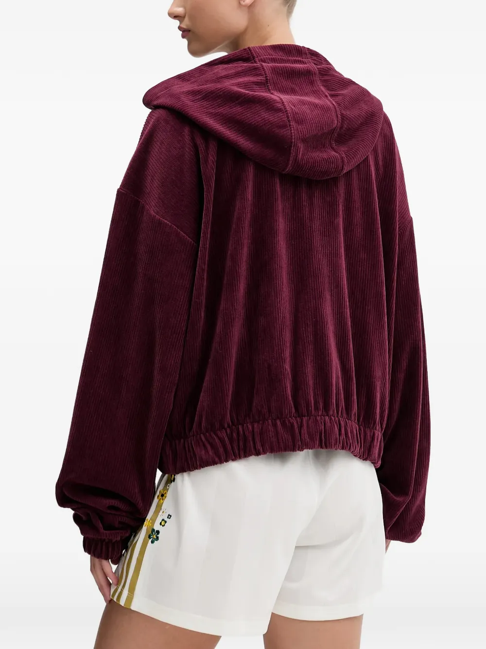 adidas Essentials corduroy zip-up hoodie Rood