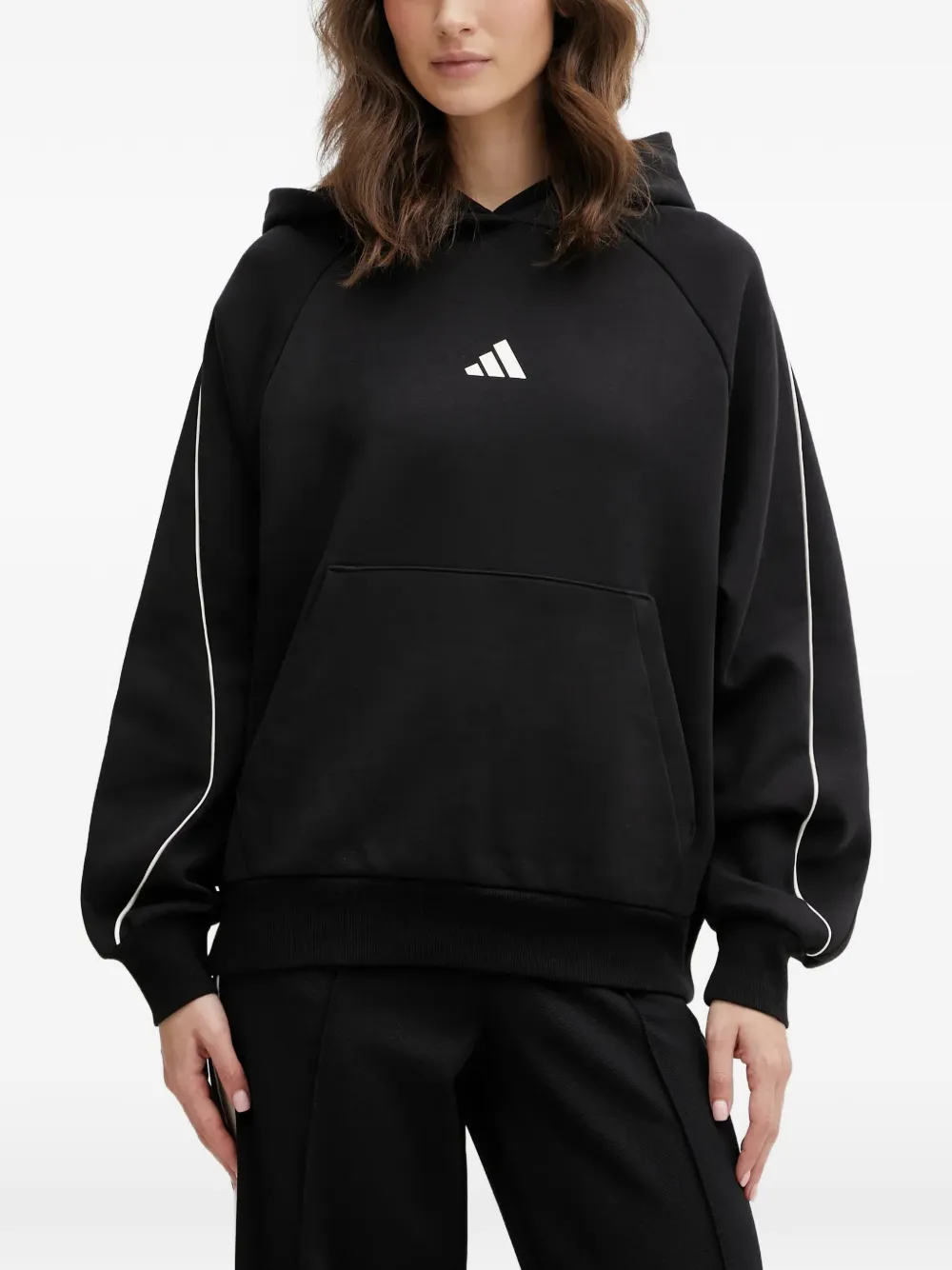 adidas Stadium logo stripe hoodie Zwart