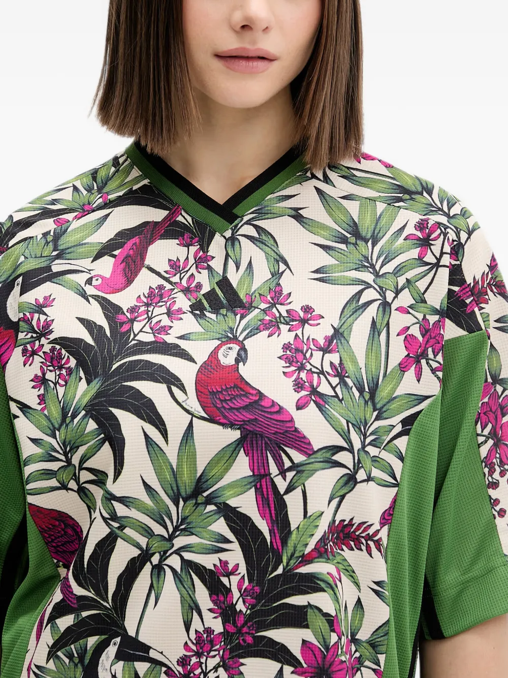 adidas x Farm Rio top met bloemenprint en V-hals Groen